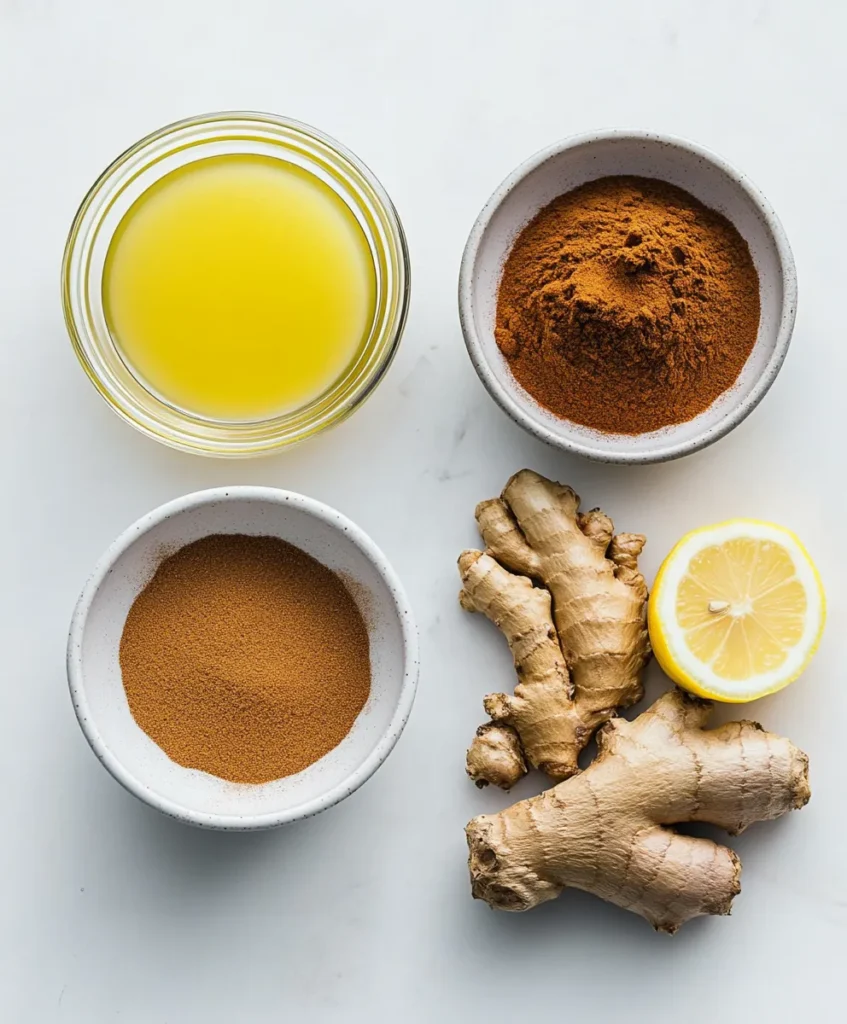 Labeled ingredients used in Brazilian Mounjaro recipe over white background