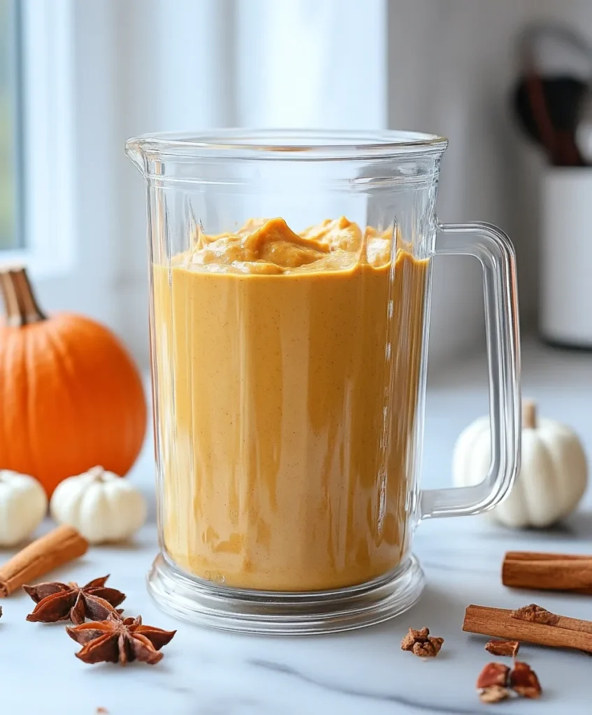 Blended cottage cheese pumpkin cheesecake filling