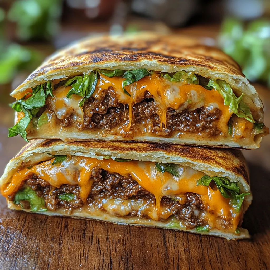 Cheesy gordita crunch recipe with ground beef, cheese, and chipotle sauce