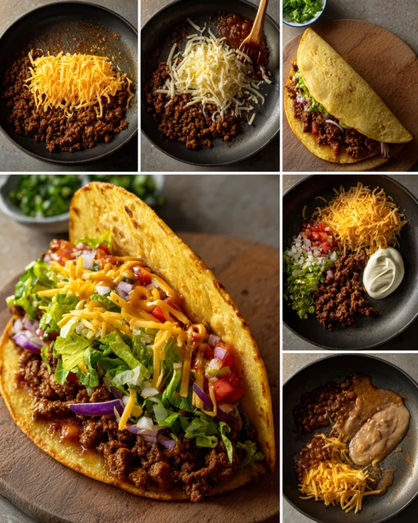 Step-by-step how to make cheesy gordita crunch
