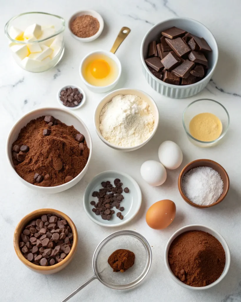 ingredients for chocolate mug cake laid out in kitchen