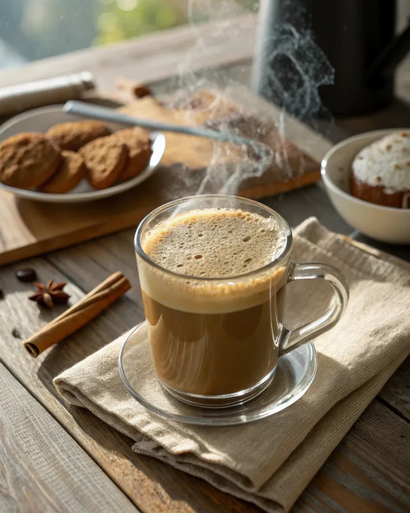 Frothy coffee loophole recipe in a morning setting