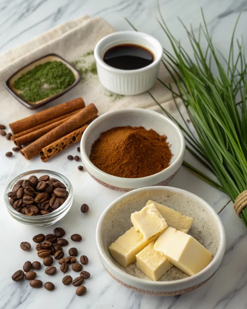 Coffee loophole ingredients laid out for recipe preparation