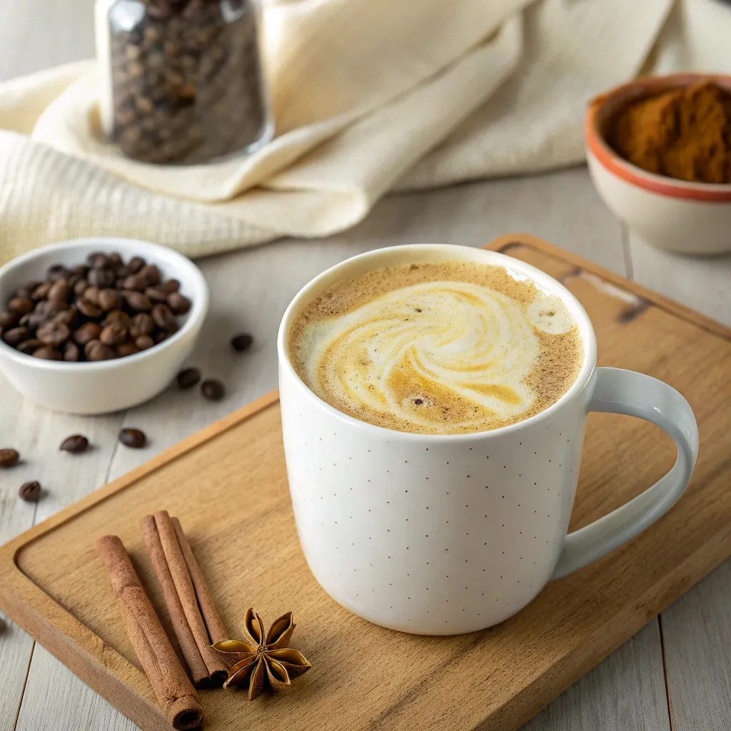 Frothy coffee loophole drink in a mug with healthy ingredients