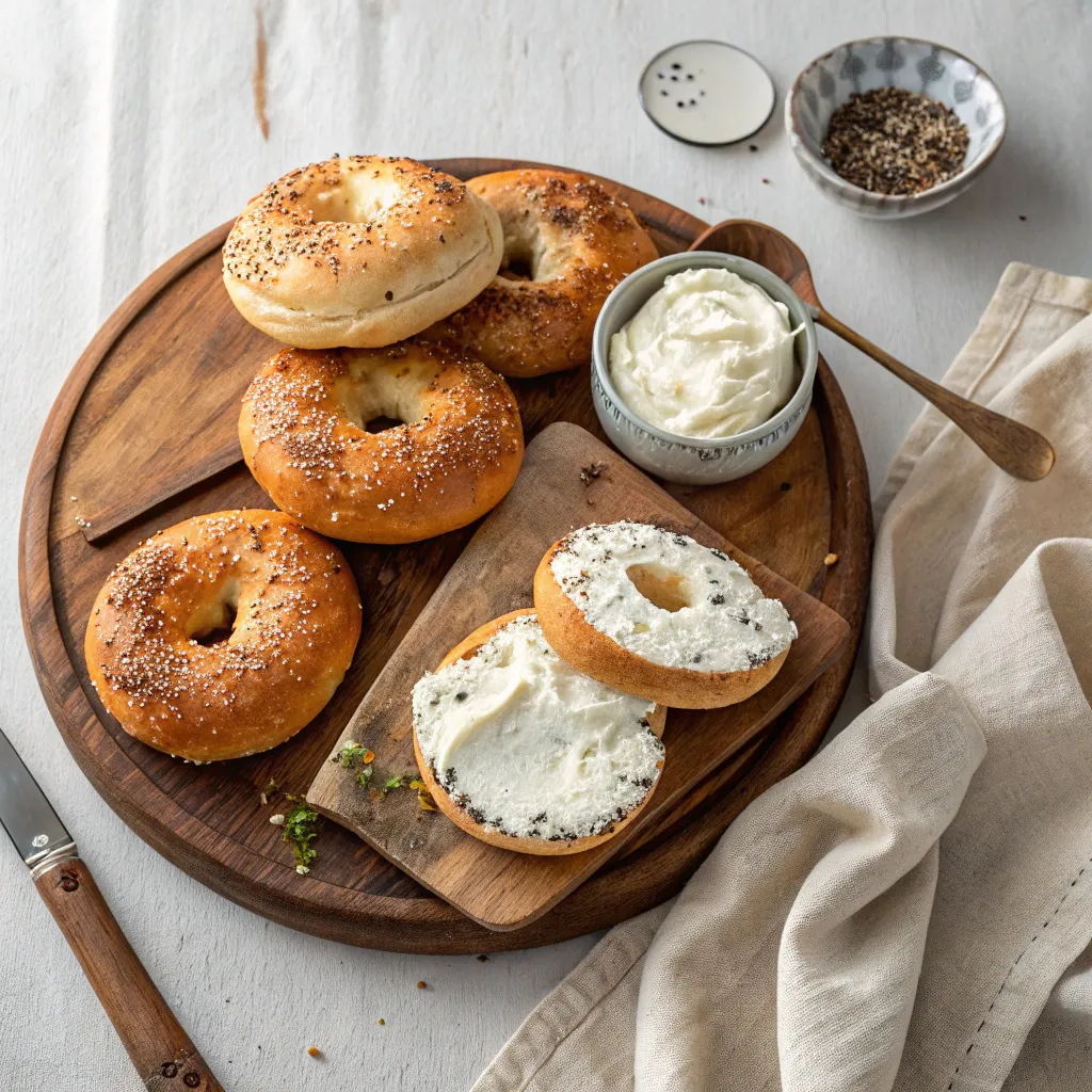 cottage cheese bagels recipe plated and ready to serve