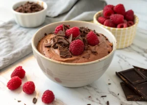 cottage cheese chocolate mousse with berries