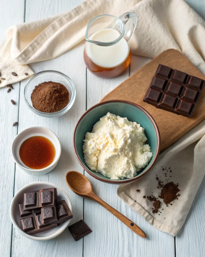 Ingredients for cottage cheese chocolate mousse