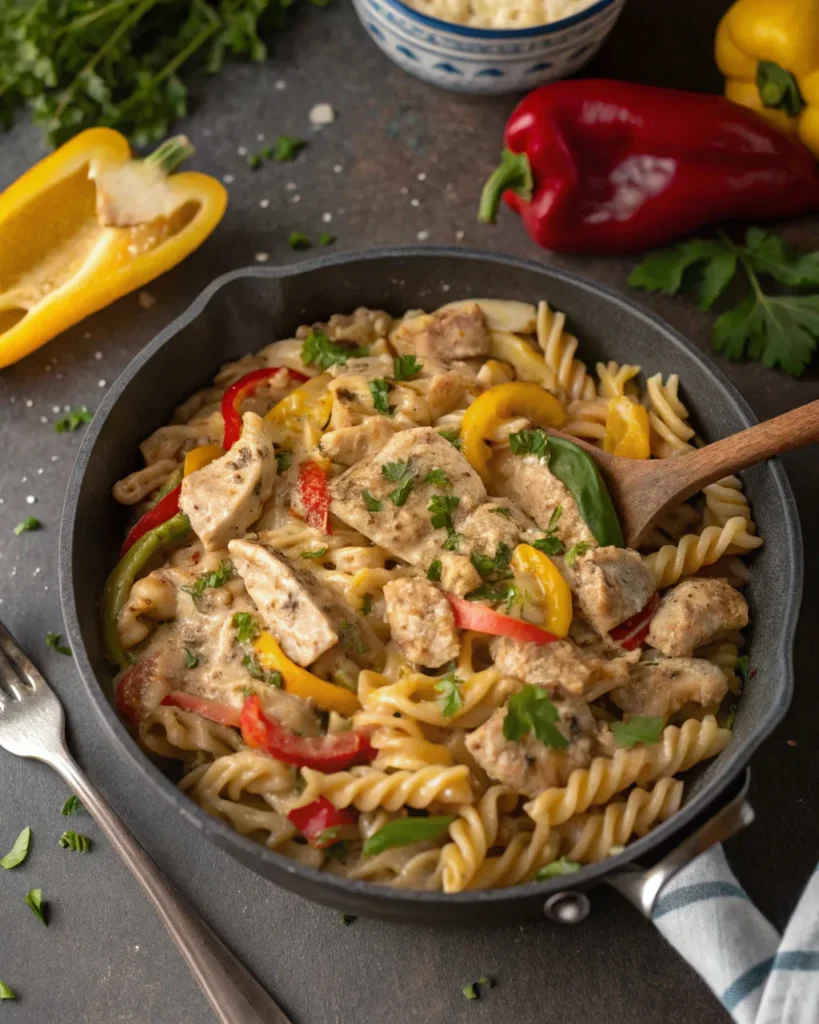 Rasta pasta tossed in creamy jerk sauce