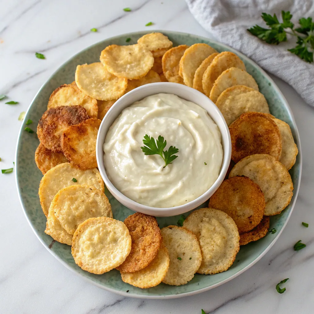 Cottage Cheese Chips Recipe 5 crispy homemade cottage cheese chips with creamy dip