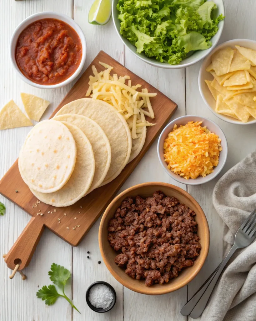 Ingredients for cheesy gordita crunch recipe