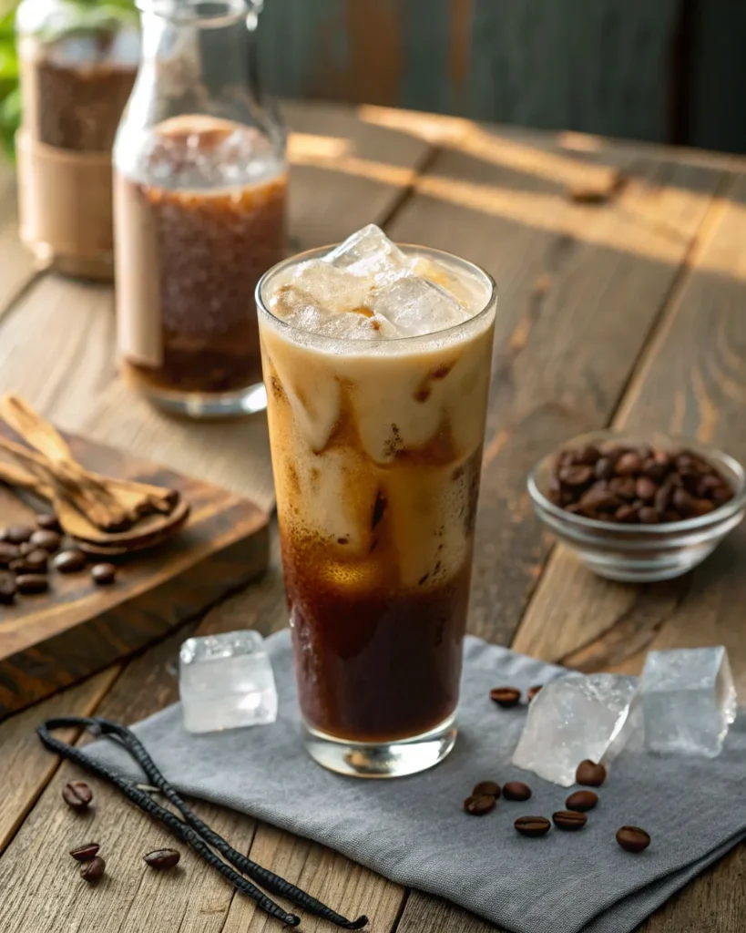 Iced coffee loophole variation in a tall glass