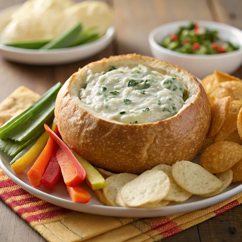 Knorr Spinach Dip recipe 5 Knorr spinach dip recipe served in a bread bowl