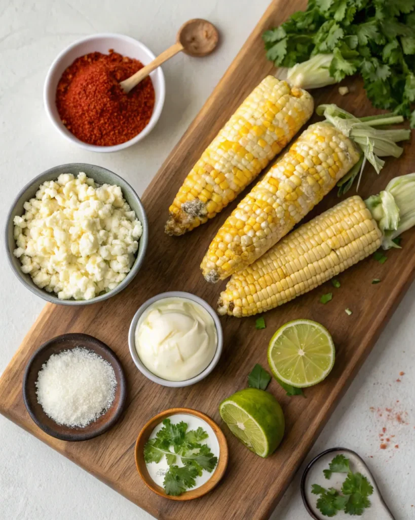Ingredients for Mexican street corn recipe