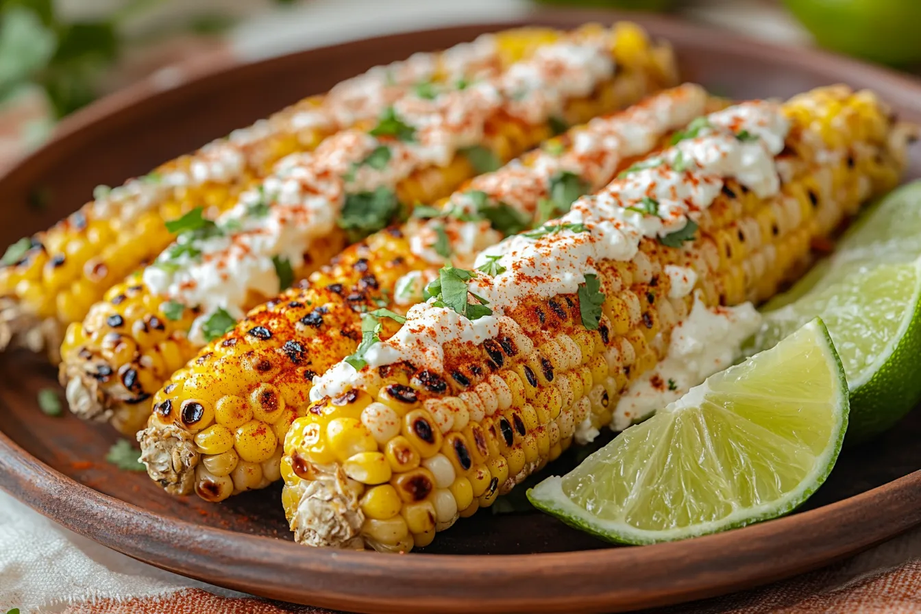 Mexican street corn recipe with cotija cheese and chili lime