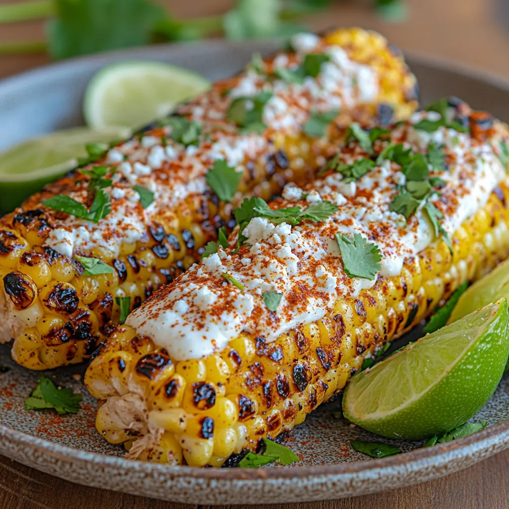 Mexican street corn recipe with cotija cheese, chili powder, and lime