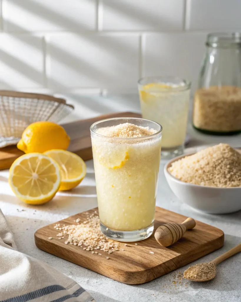 Brazilian Mounjaro Recipe with Apple Cider Vinegar 5 Brazilian Mounjaro drink with psyllium husk close-up