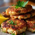 Old fashioned salmon patties recipe served with lemon wedges