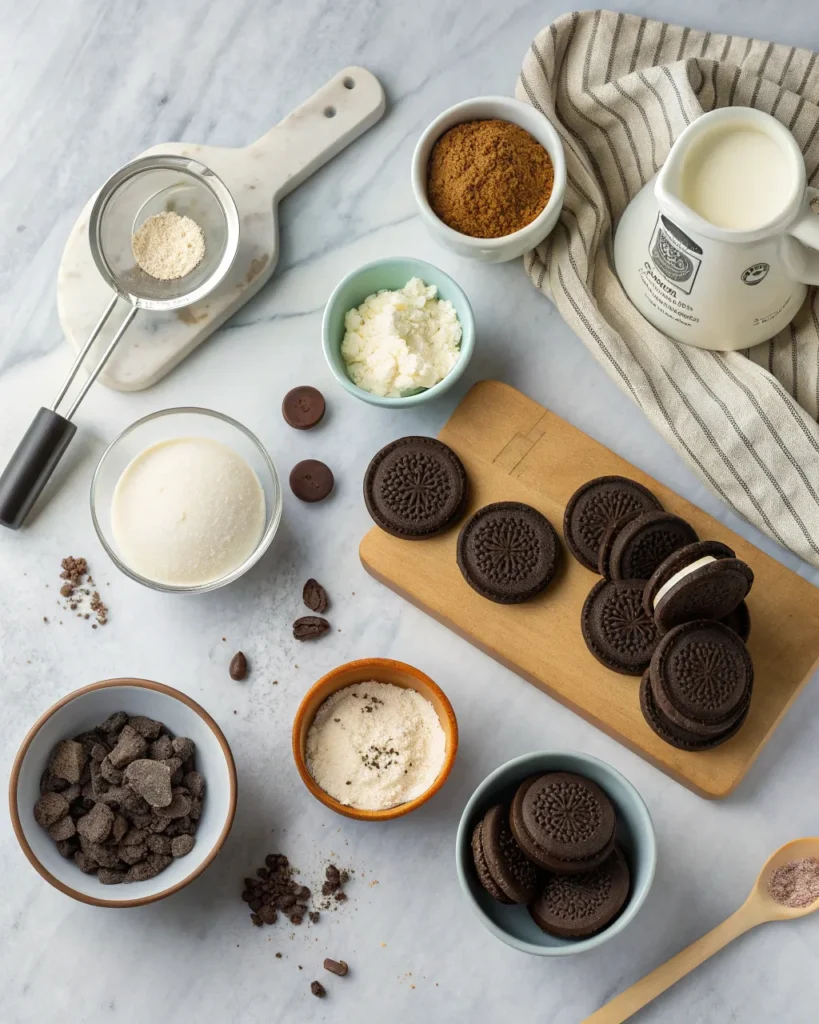 Oreo Ice Cream Sandwich Recipe 2 Oreo sandwich ingredients on a counter