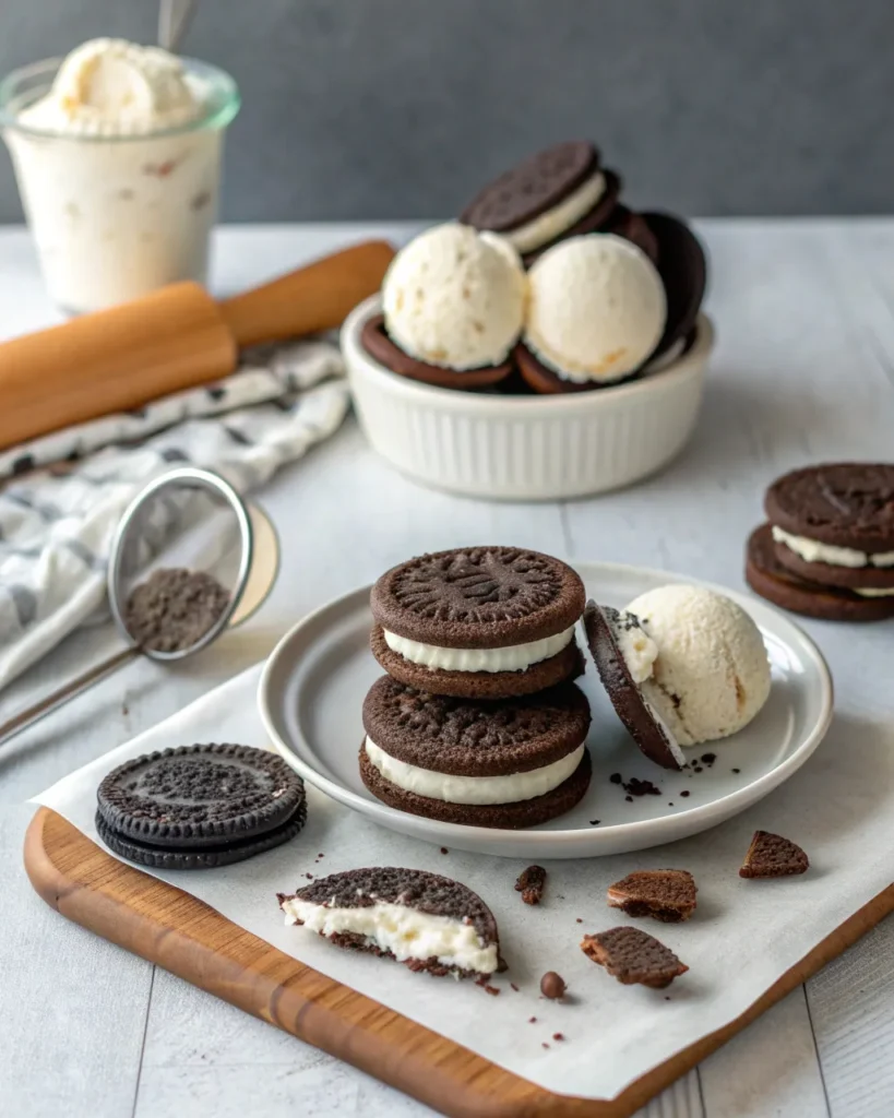 Oreo Ice Cream Sandwich Recipe 3 Assembling Oreo ice cream sandwiches