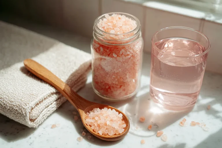 pink salt trick recipe in a glass jar and water