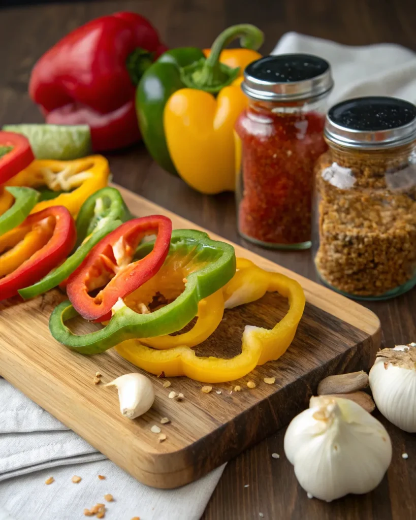 Fresh bell peppers for Rasta pasta ingredients