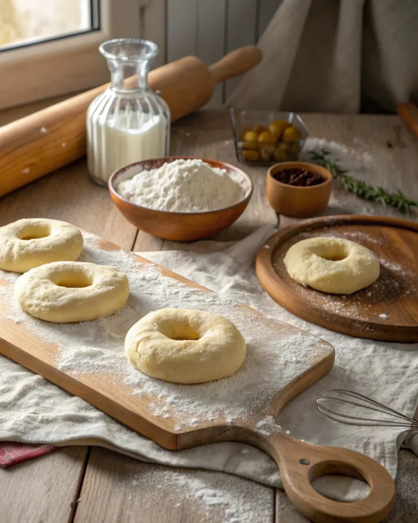 Greek yogurt bagels 3 Shaping homemade Greek yogurt bagel dough