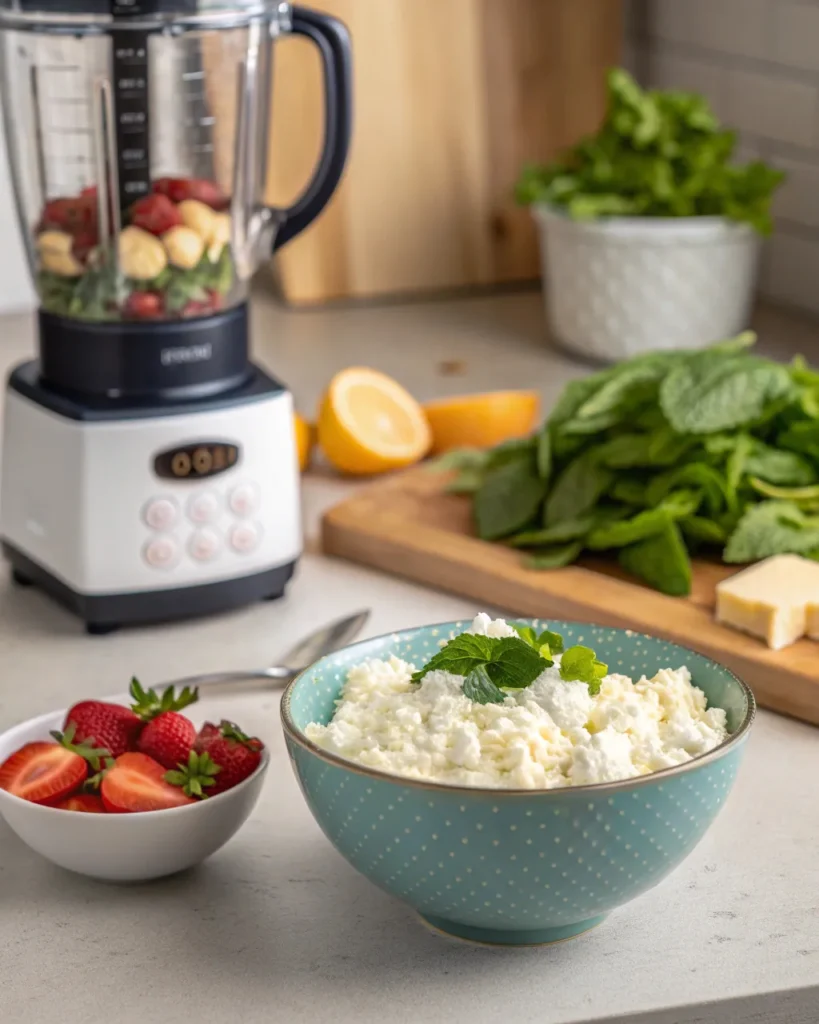 Cottage cheese smoothie 2 Small curd cottage cheese ready for smoothie
