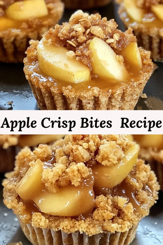 Apple Crisp Bites Recipe 2 Apple crisp bites with cinnamon apple filling and oat crumble topping